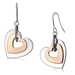 LO2675 - Rose Gold   Rhodium Iron Earrings with No Stone