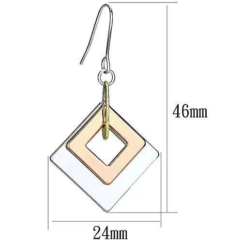 LO2676 - Rhodium   Gold   Rose Gold Iron Earrings with No Stone