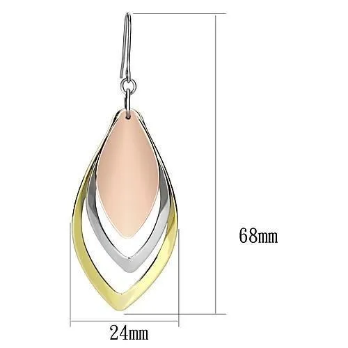 LO2681 - Rhodium   Gold   Rose Gold Iron Earrings with No Stone
