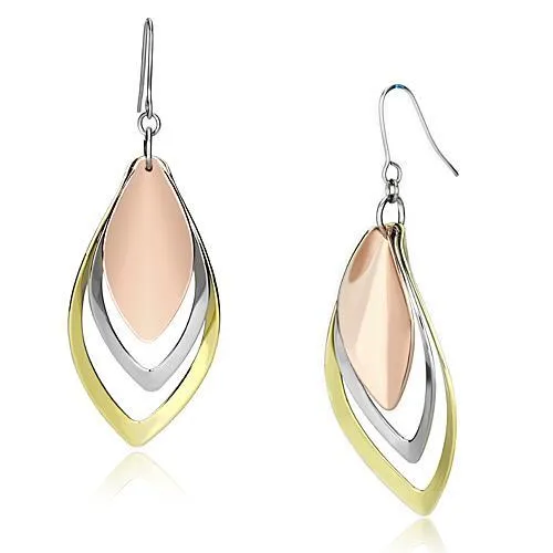 LO2681 - Rhodium   Gold   Rose Gold Iron Earrings with No Stone