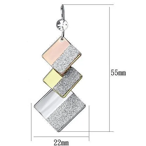 LO2713 - Rhodium   Gold   Rose Gold Iron Earrings with Top Grade Crystal  in Clear