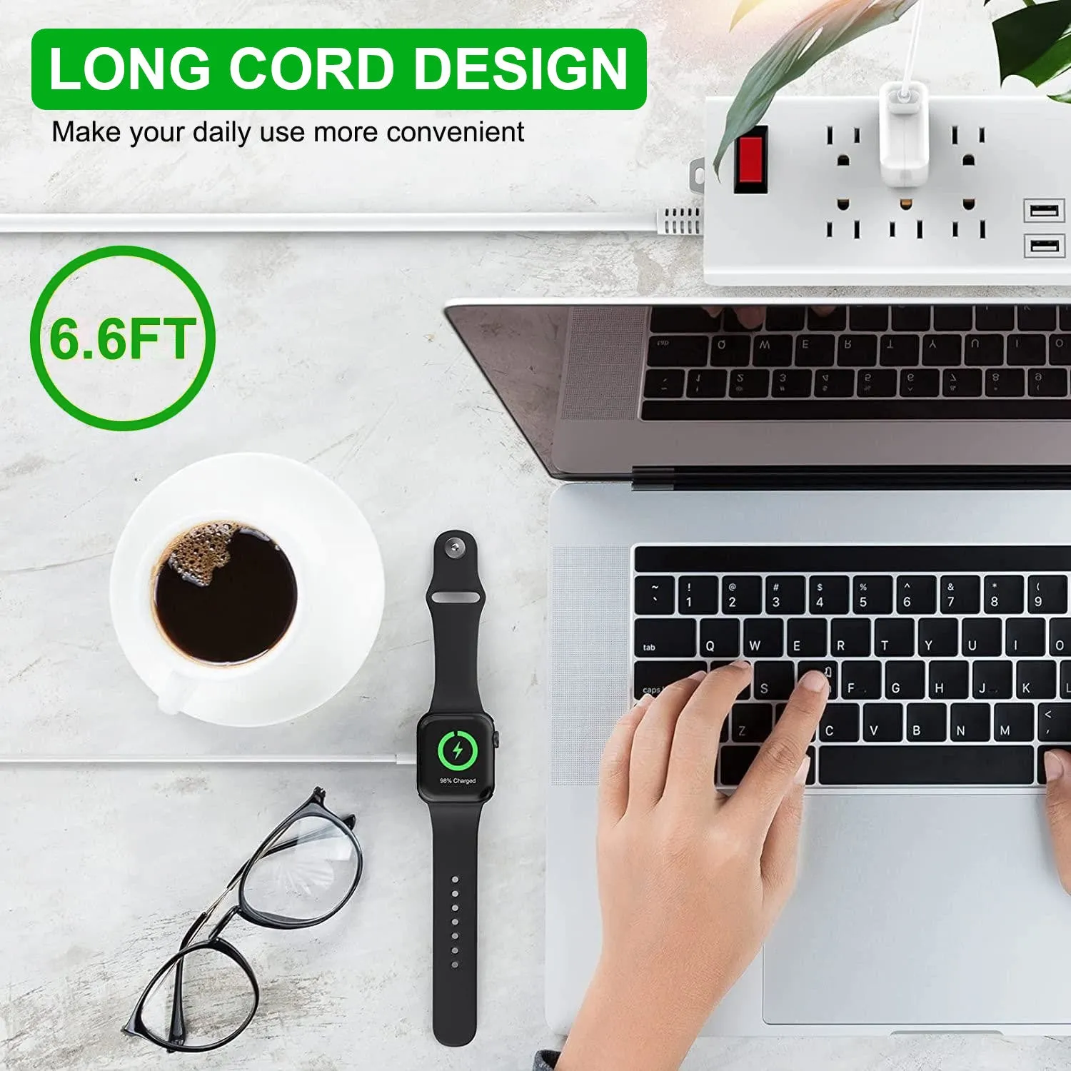 Long Apple Watch Charger Cable [6.6FT/2M]