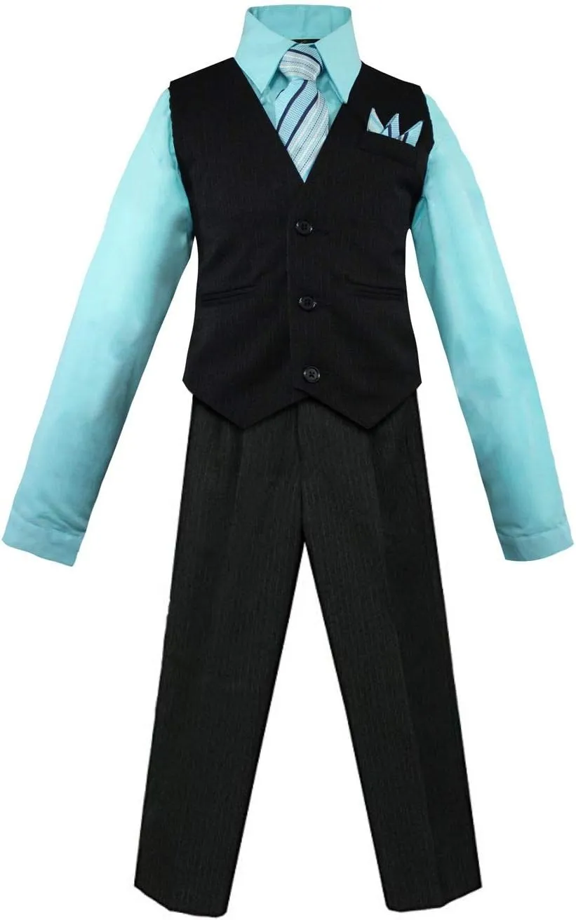 Luca Gabriel Toddler Boys' 4 Piece Vest Shirt Tie Pant and Hanky Set