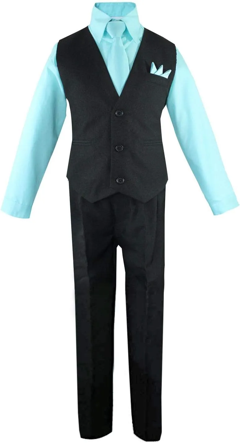 Luca Gabriel Toddler Boys' 4 Piece Vest Shirt Tie Pant and Hanky Set