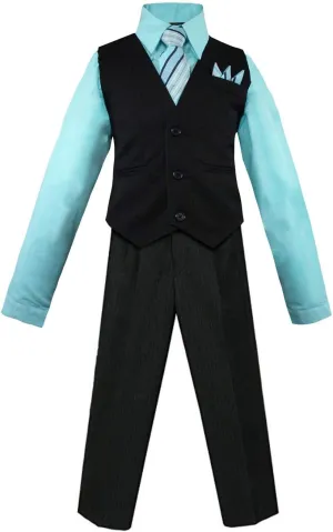 Luca Gabriel Toddler Boys' 4 Piece Vest Shirt Tie Pant and Hanky Set