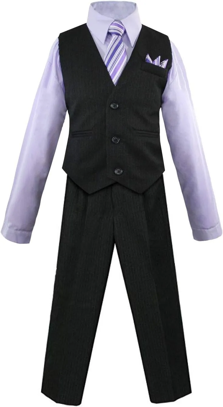 Luca Gabriel Toddler Boys' 4 Piece Vest Shirt Tie Pant and Hanky Set