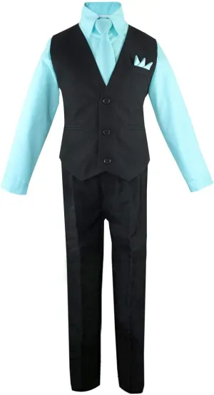 Luca Gabriel Toddler Boys' 4 Piece Vest Shirt Tie Pant and Hanky Set
