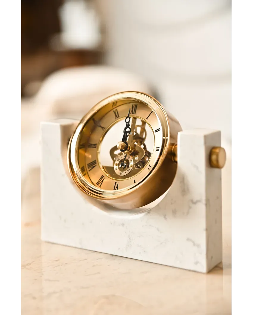 Luxurious Golden Gem Decorative Table Clock | 7 x 1 x 6 inches