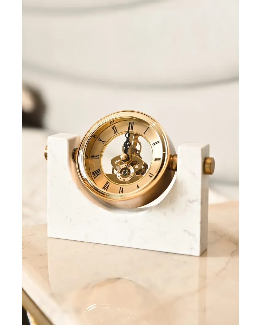 Luxurious Golden Gem Decorative Table Clock | 7 x 1 x 6 inches