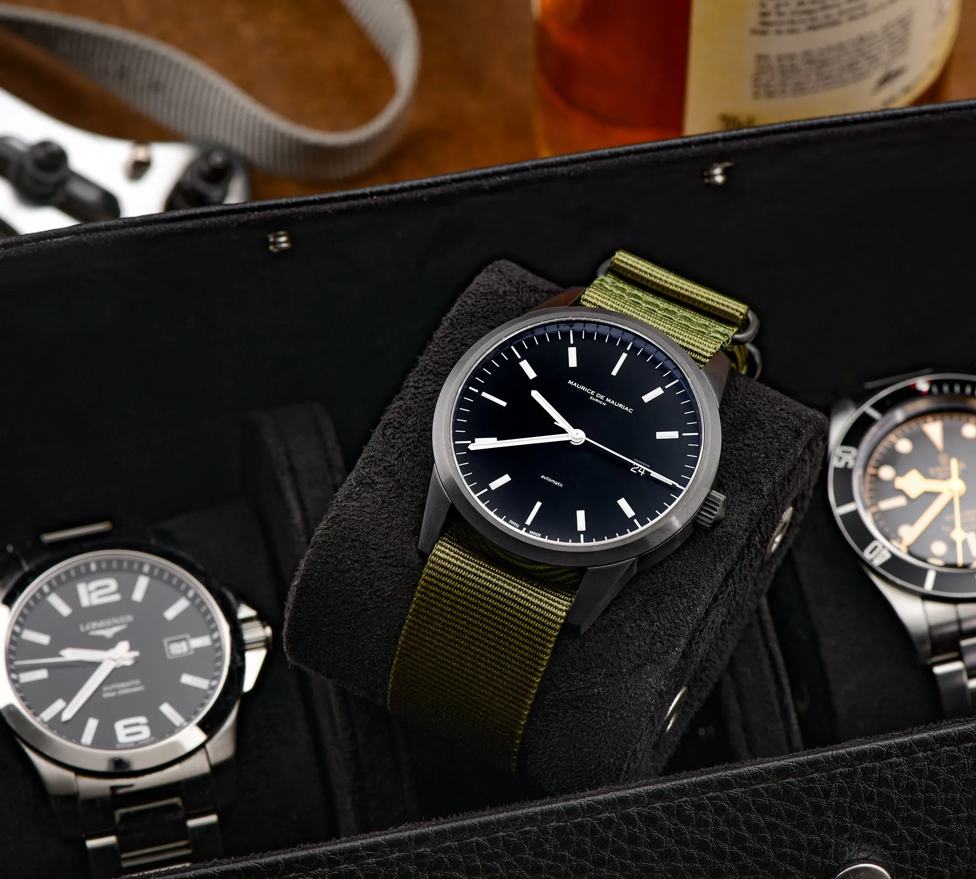 Mainspring Arsenale Lorenzo 3-Slot Black Watch Roll MS-ALWR1-03
