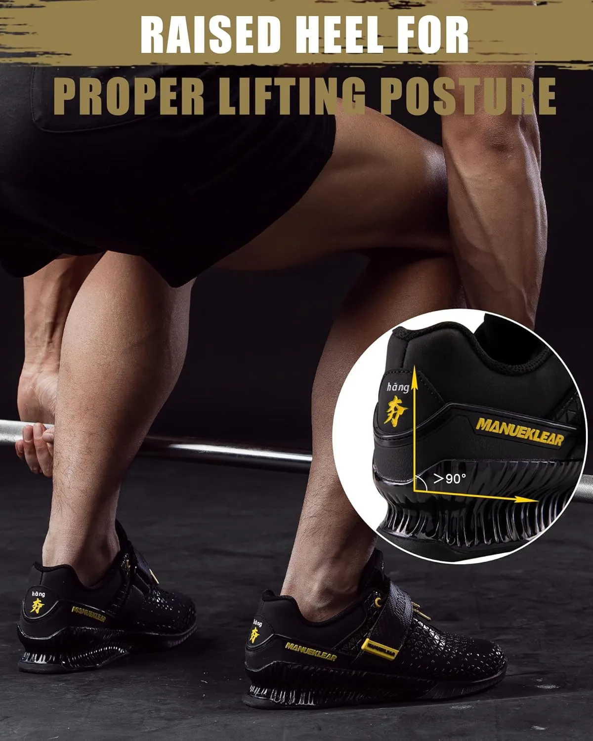 MANUEKLEAR Deadlift Shoes, Strong Anti-Slip Lifting Shoes for Men, Professional Training Weightlifting Shoes for Men and Women, Squat Shoes for Powerlifting with Rubber Non-Slip Sole