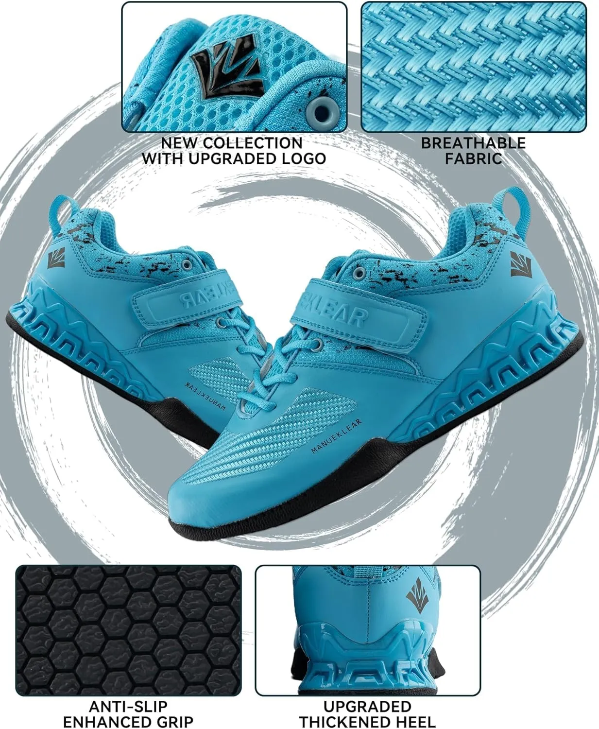 MANUEKLEAR Deadlift Shoes, Strong Anti-Slip Lifting Shoes for Men, Professional Training Weightlifting Shoes for Men and Women, Squat Shoes for Powerlifting with Rubber Non-Slip Sole