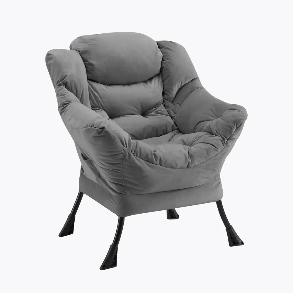 Mellow Lazy Chair, Grey Velvet