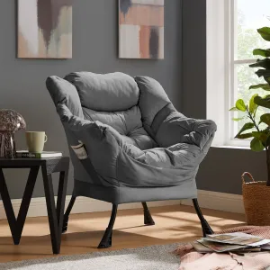 Mellow Lazy Chair, Grey Velvet