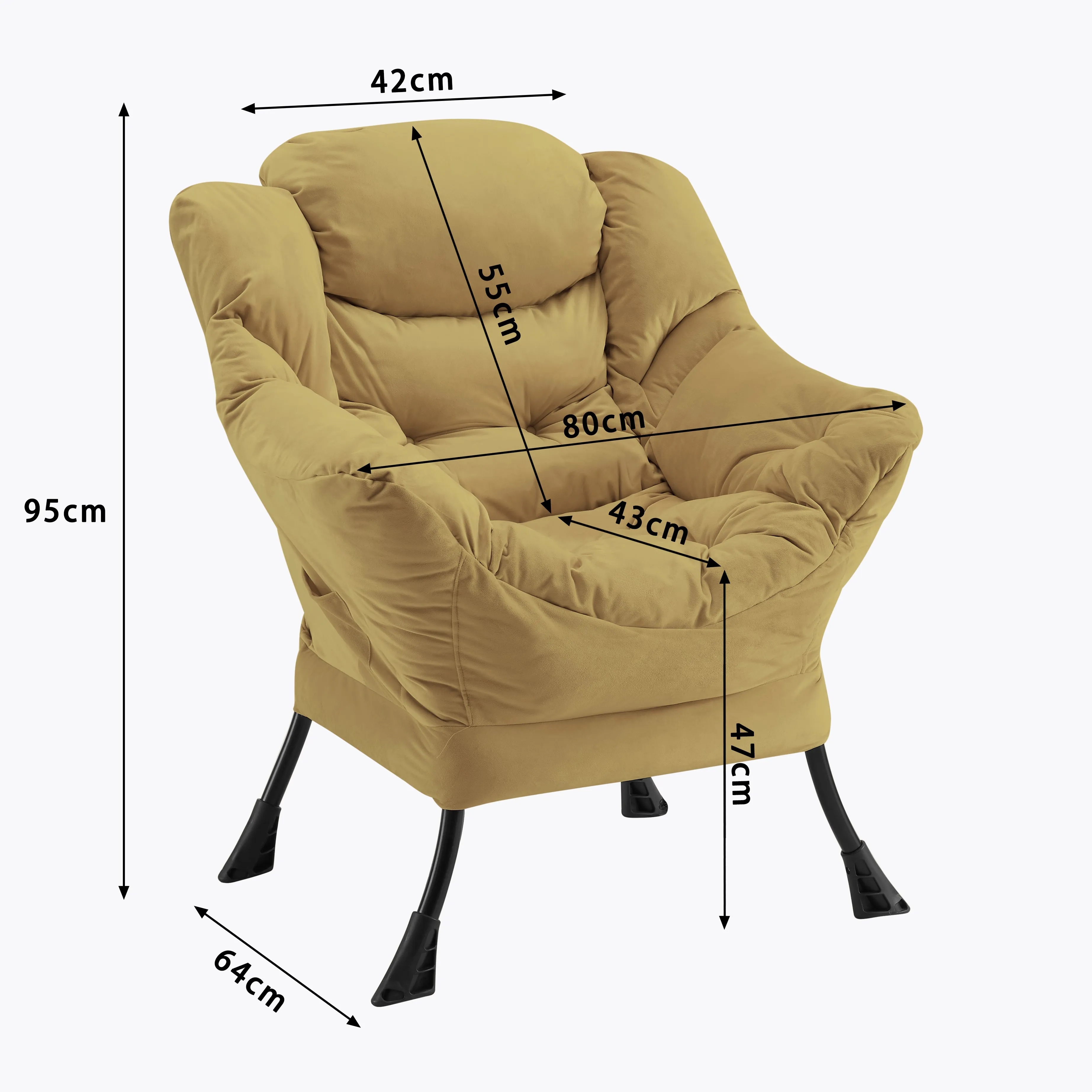 Mellow Lazy Chair, Yellow Velvet