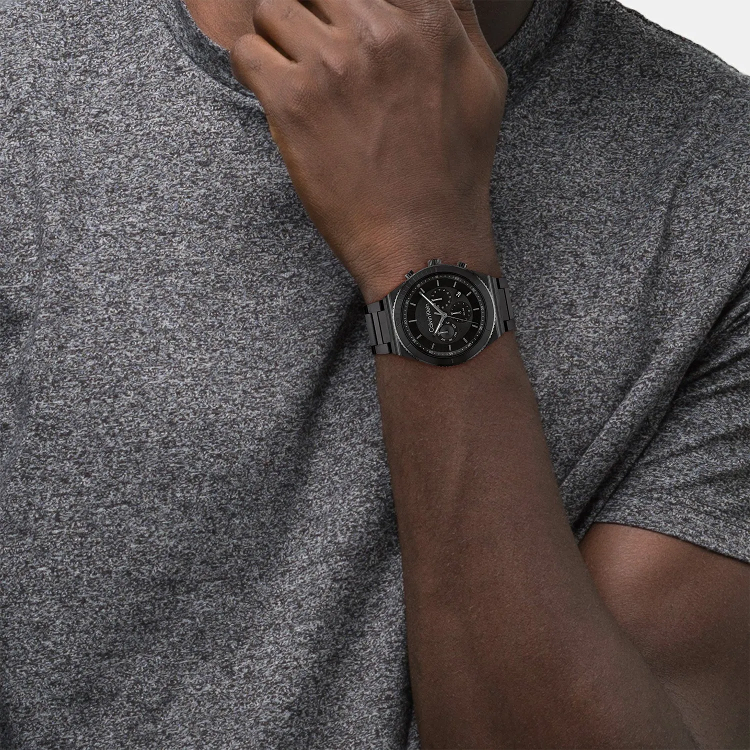 Men Black Chronograph Stainless Steel Watch 25200303