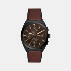 Men's Black Leather Chronograph Watch FS5798