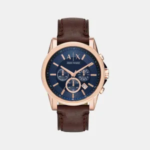 Men's Blue Chronograph Leather Watch AX2508I