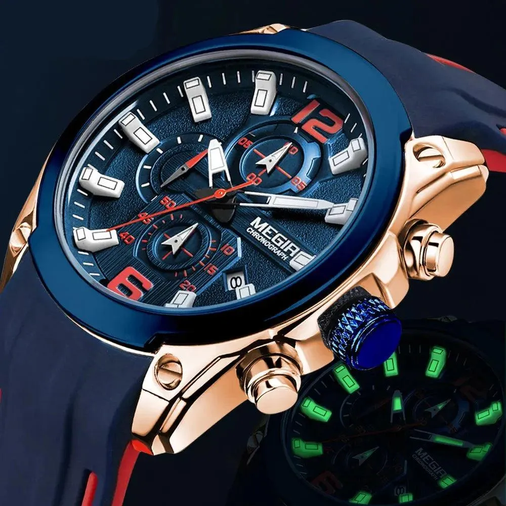 Mens Chronograph Quartz Sport Watch Waterproof Military Wristwatch
