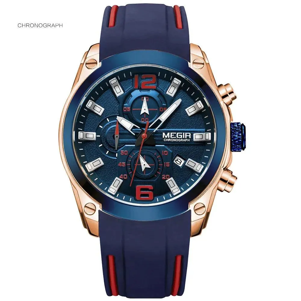 Mens Chronograph Quartz Sport Watch Waterproof Military Wristwatch
