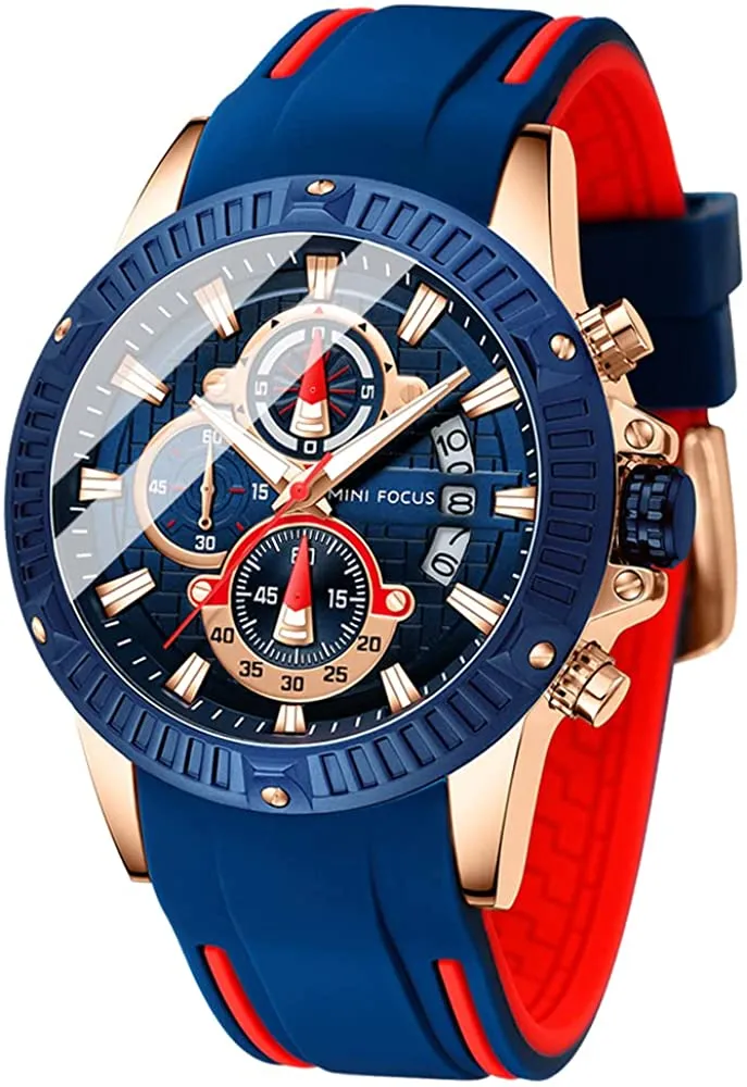 MFOCUSPro™ Men's Sport Analog Wristwatch - Chronograph, Silicone Strap, Waterproof