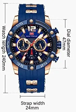 MFOCUSPro™ Men's Sport Analog Wristwatch - Chronograph, Silicone Strap, Waterproof