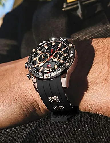 MFOCUSPro™ Men's Sport Analog Wristwatch - Chronograph, Silicone Strap, Waterproof
