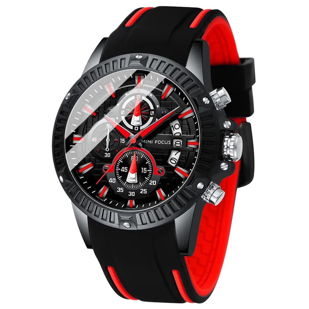 MFOCUSPro™ Men's Sport Analog Wristwatch - Chronograph, Silicone Strap, Waterproof