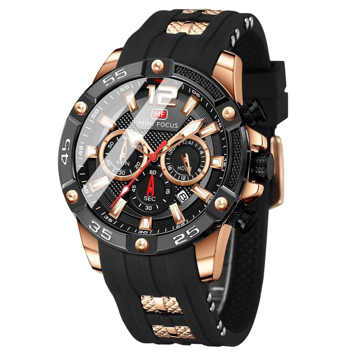 MFOCUSPro™ Men's Sport Analog Wristwatch - Chronograph, Silicone Strap, Waterproof