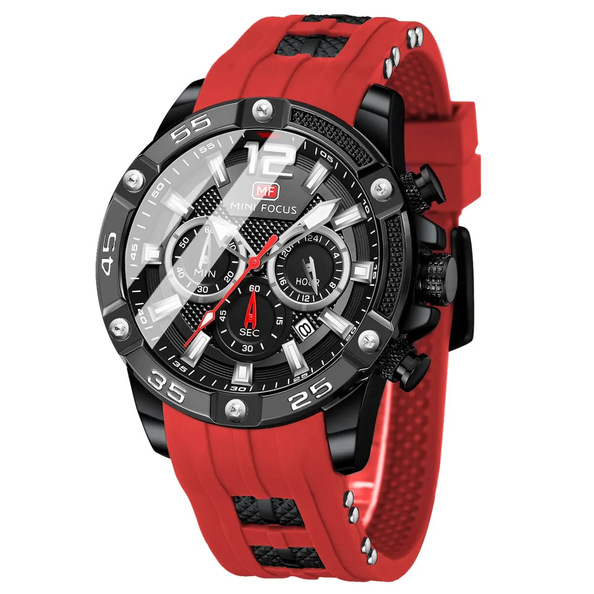 MFOCUSPro™ Men's Sport Analog Wristwatch - Chronograph, Silicone Strap, Waterproof