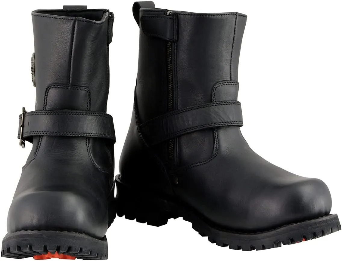 Milwaukee Leather MBM9040W Men's Black 'Wide Width' 6-inch Classic Engineer Motorcycle Leather Boots with Side Zipper - 12W