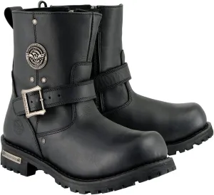 Milwaukee Leather MBM9040W Men's Black 'Wide Width' 6-inch Classic Engineer Motorcycle Leather Boots with Side Zipper - 12W