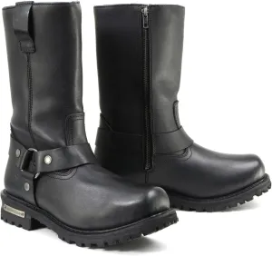 Milwaukee Leather Mens Black Waterproof Boots 11-inch Wide Width Square Toe with Harness and Zipper MBM9061WP - 9W