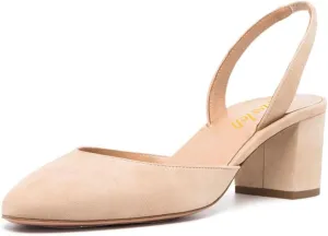 miss left Women Vintage Slingback Closed Almond Toe Pumps Slip On Mid Chunky Block Heels Stretchy Ankle Backstrap Sandals Elegant Dancing Ballroom Shoes Size 4-16 US