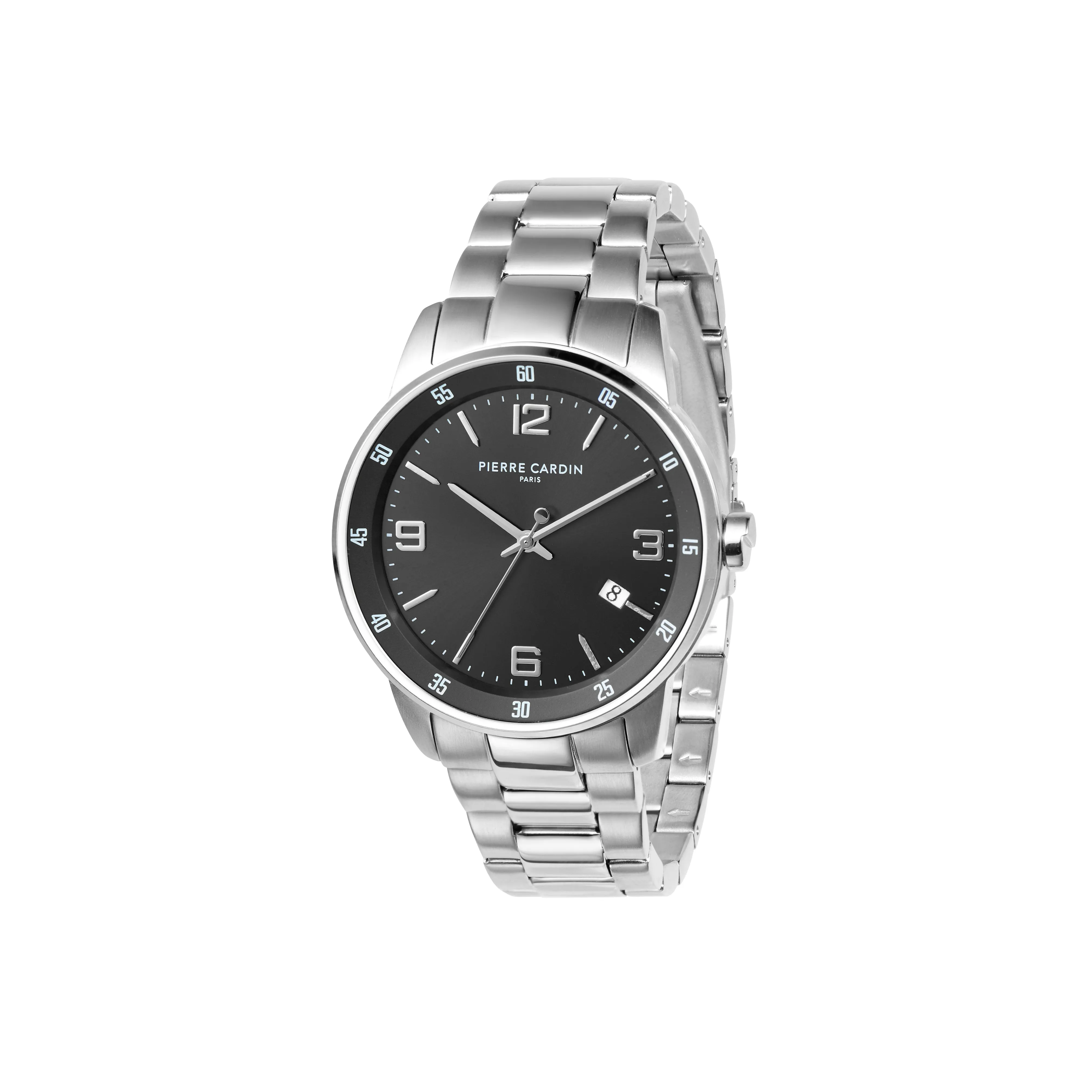 Montrouge Opulent watch with Black Dial and Metal Links Strap