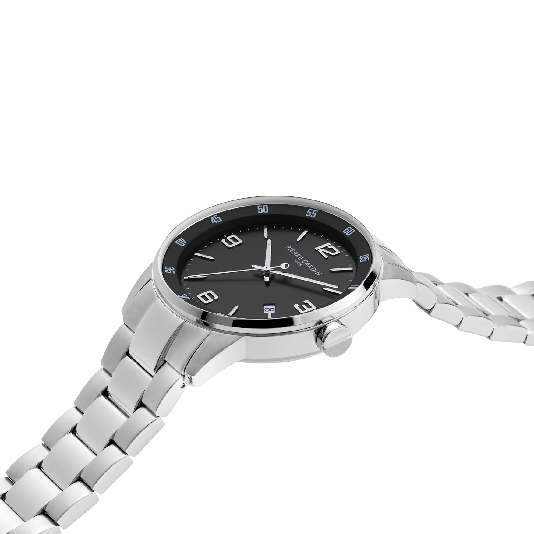 Montrouge Opulent watch with Black Dial and Metal Links Strap