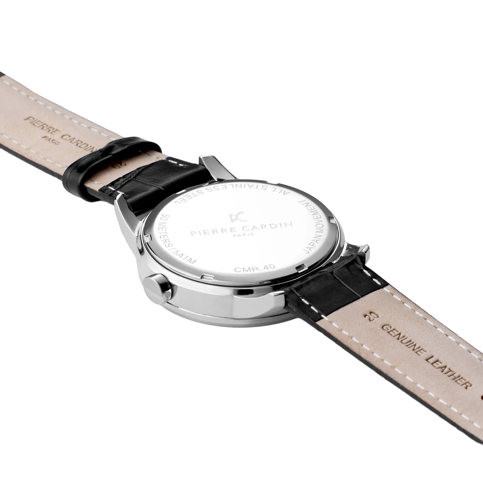 Montrouge Opulent White Dial watch with Black Leather Strap