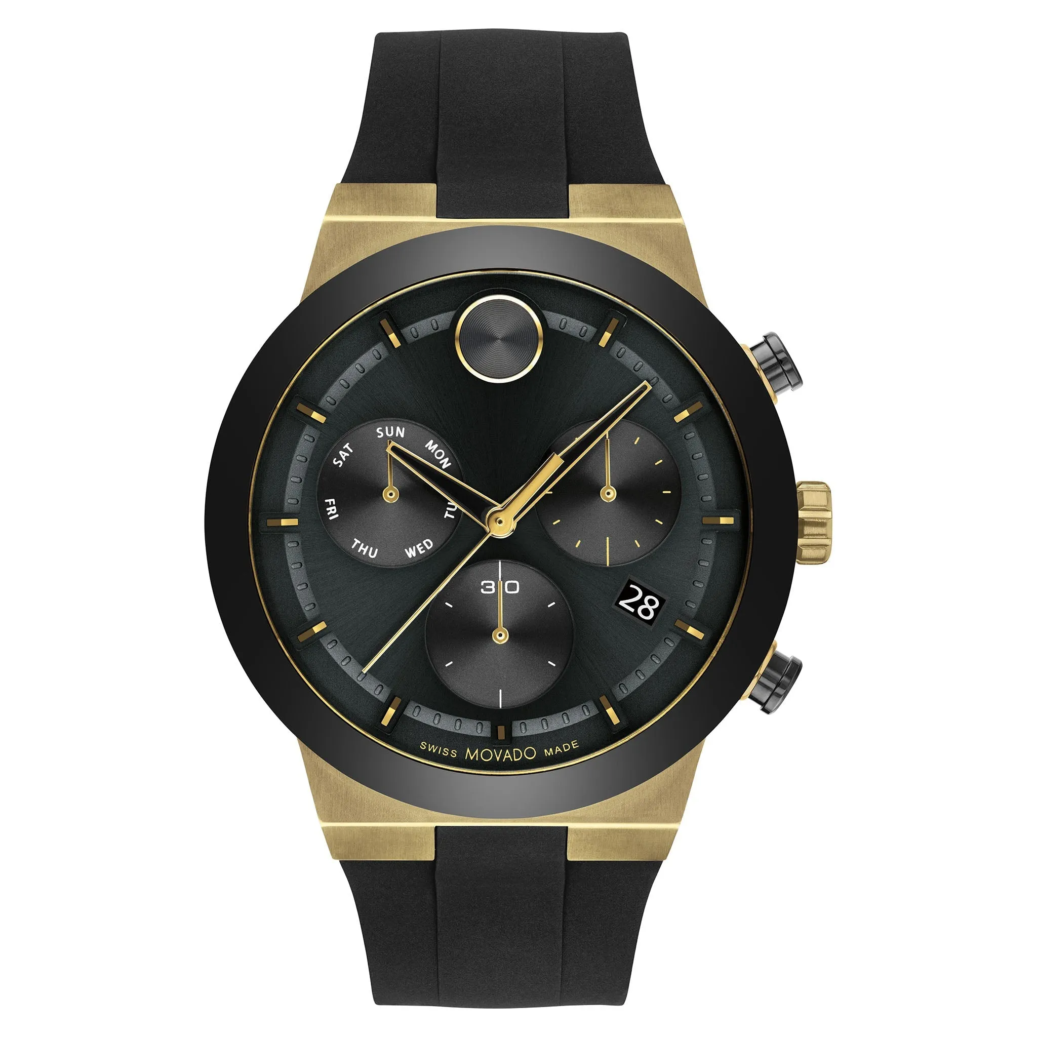 Movado Black Silicone Chronograph Men's Swiss Made Watch - 3600855