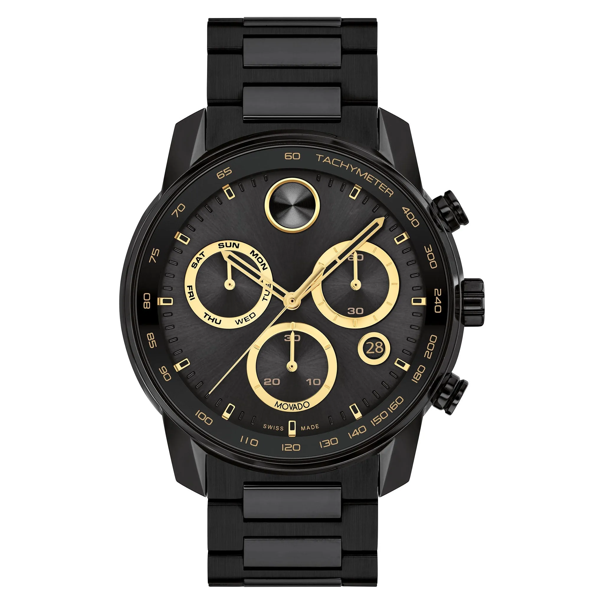 Movado Black Steel Chronograph Men's Swiss Made Watch - 3600906