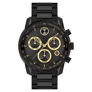Movado Black Steel Chronograph Men's Swiss Made Watch - 3600906