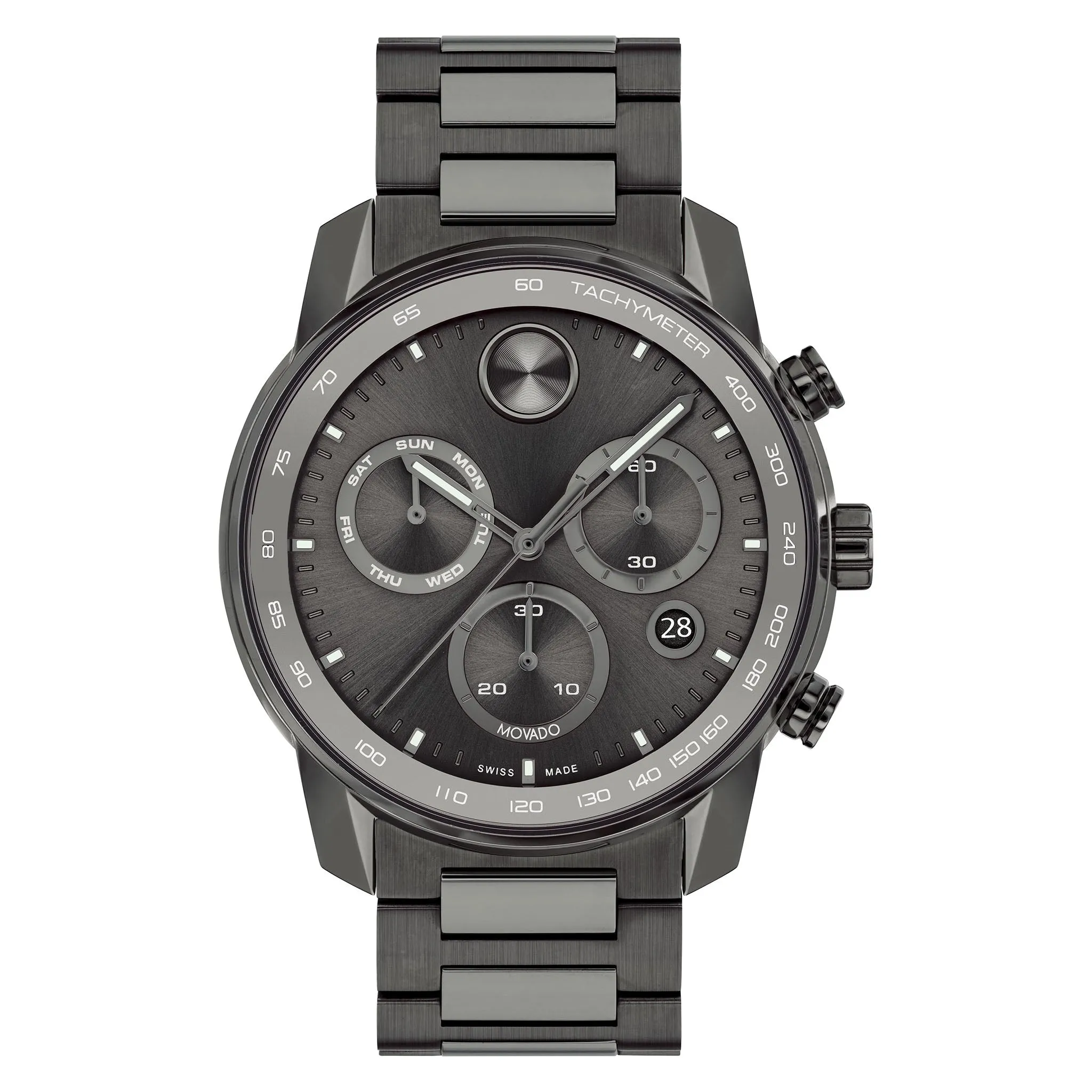 Movado Gunmetal Steel Chronograph Men's Swiss Made Watch - 3600867