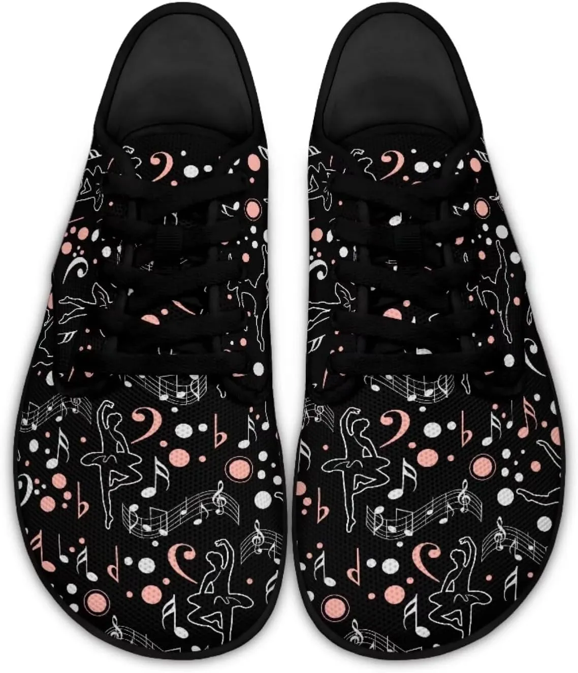 Music Symbol Womens Barefoot Shoes Walking Comfort Knit Low Cut Breathable Minimalist Dressy for Gym Fitness