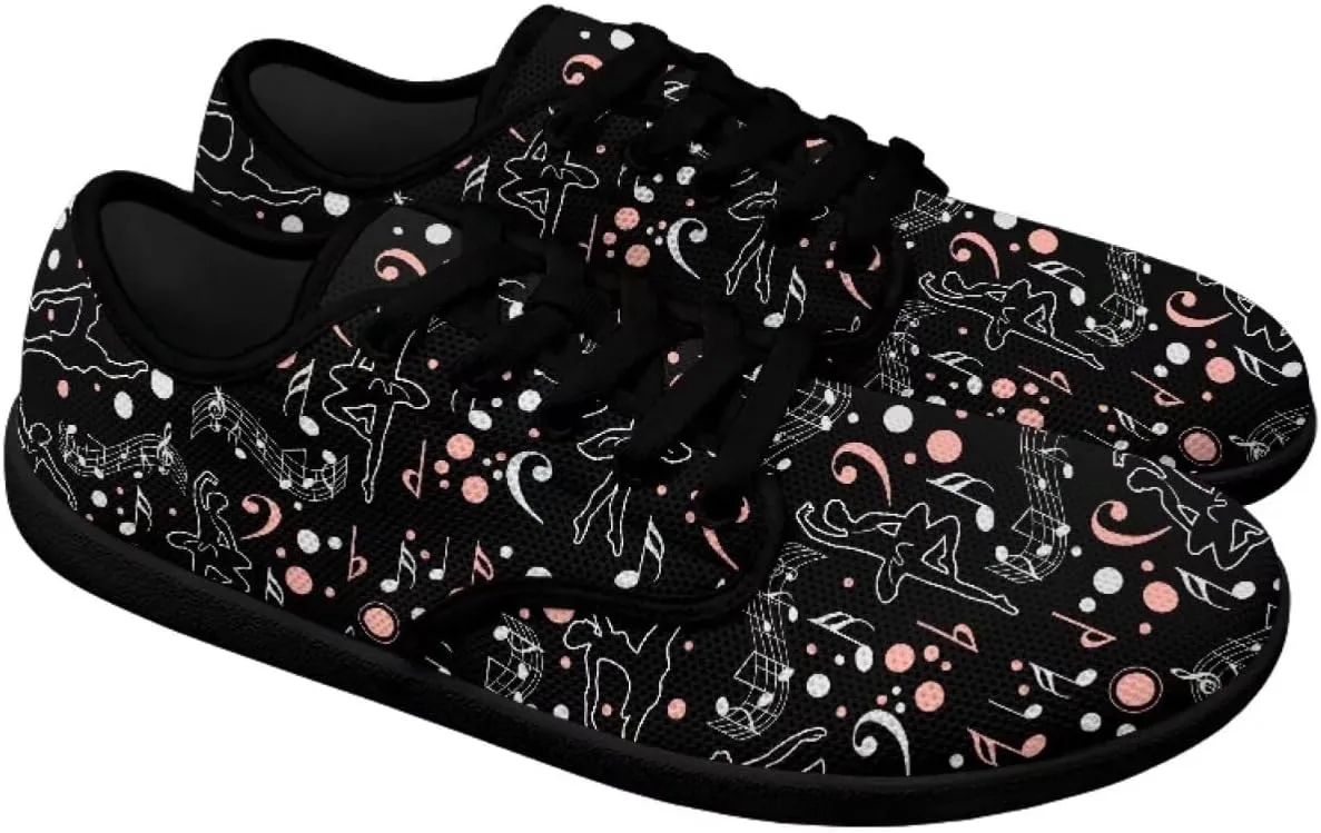 Music Symbol Womens Barefoot Shoes Walking Comfort Knit Low Cut Breathable Minimalist Dressy for Gym Fitness