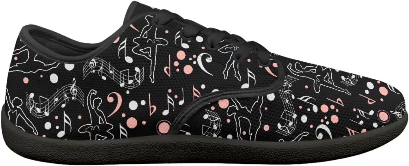 Music Symbol Womens Barefoot Shoes Walking Comfort Knit Low Cut Breathable Minimalist Dressy for Gym Fitness