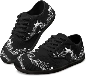 Music Symbol Womens Barefoot Shoes Walking Comfort Knit Low Cut Breathable Minimalist Dressy for Gym Fitness