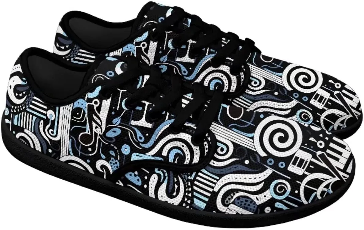 Music Symbol Womens Barefoot Shoes Walking Comfort Knit Low Cut Breathable Minimalist Dressy for Gym Fitness