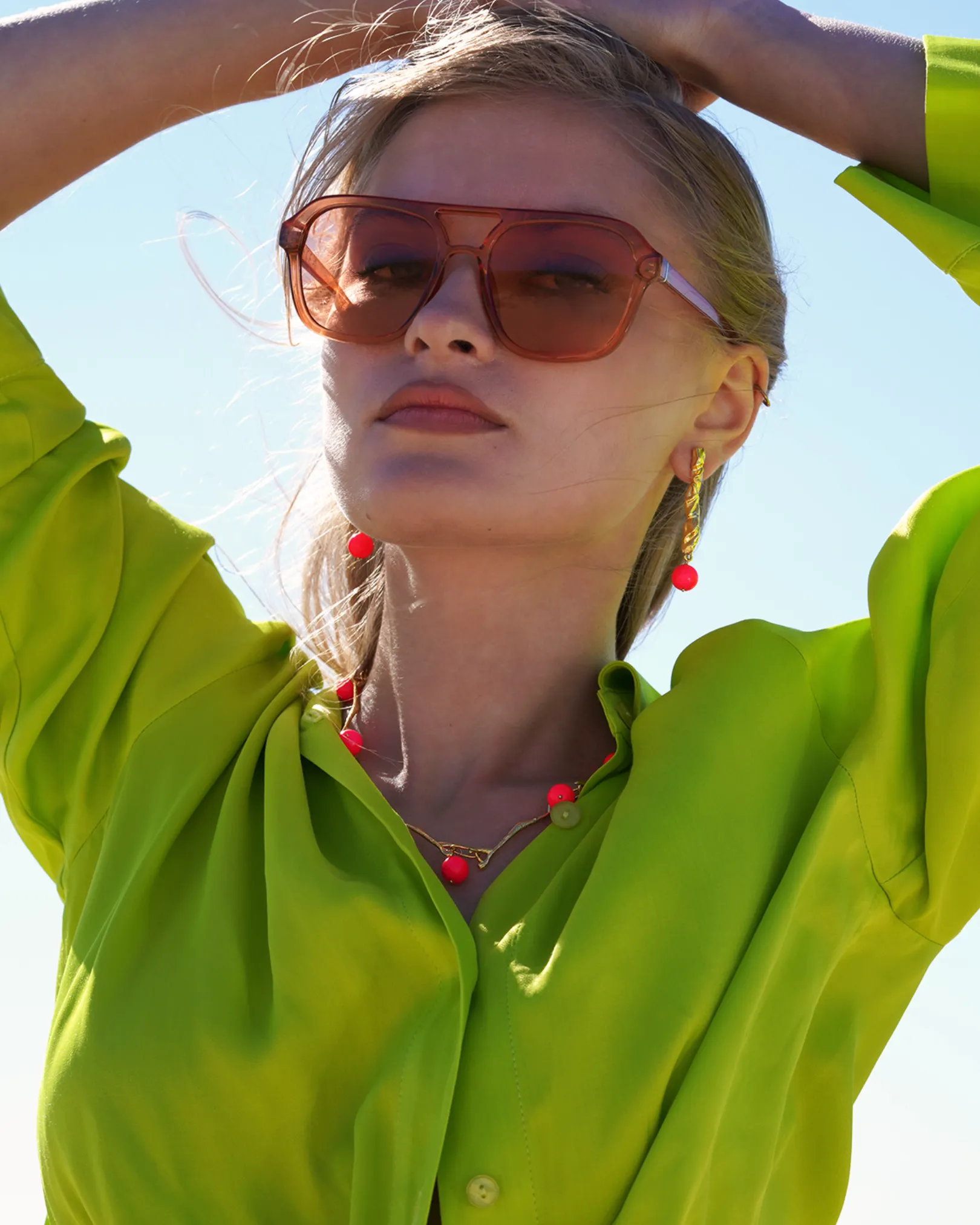 Neon Pink Gold Necklace