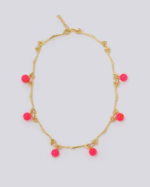 Neon Pink Gold Necklace