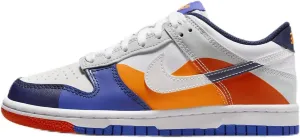 Nike Dunk Low SE Big Kids' Shoes (FQ7674-100, White/Light Silver/Midnight Navy) Size 6