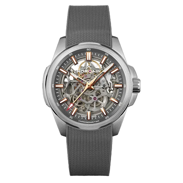 NORQAIN 42mm Independence Skeleton Grey and Gold Automatic Watch in Stainless Steel